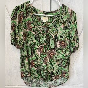 Maeve Anthropologie Floral Paisley Short Sleeve Top Women’s 4 Resortwear Office